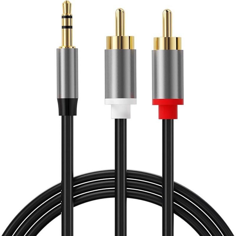 Cablu audio, lungime 1 metru, mufa stereo Jack 3.5mm, 2 mufe RCA, negru image12